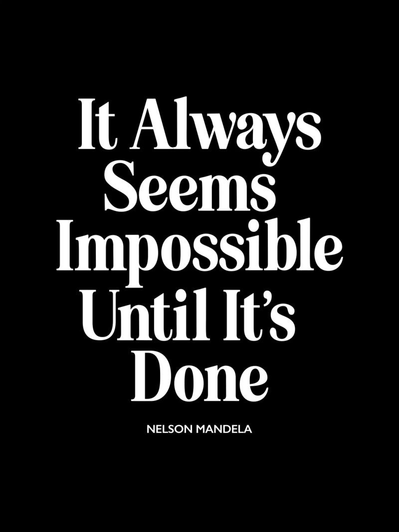 It Always Seems Impossible Until It's Done Typografie Design canvas by THE MOTIVATED TYPE