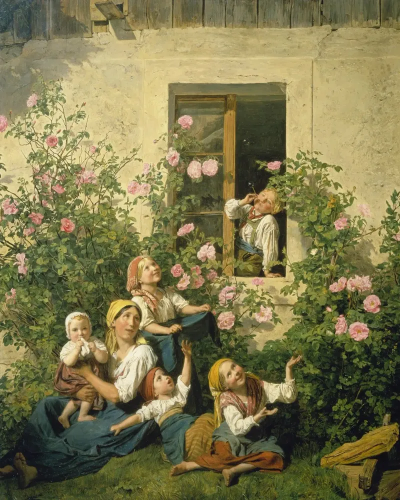 Waldmüller - Bambini che soffiano bolle di sapone carta hahnemühle da ARTOTHEK