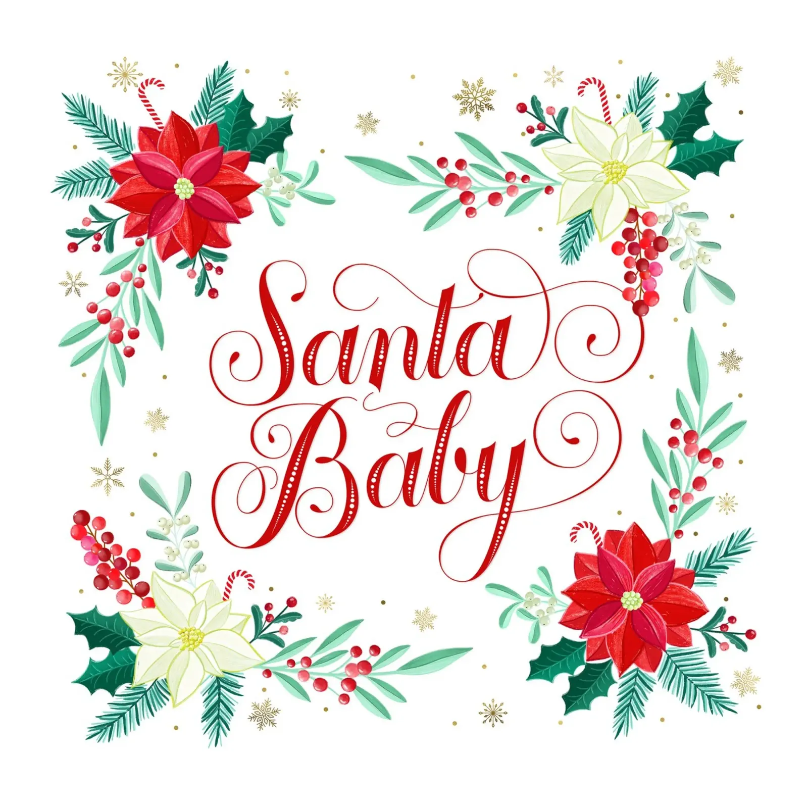 Le bébé du Père Noël. Étoiles de Noël, branches de sapin, cannes à sucre hahnemühle de CalliLetters