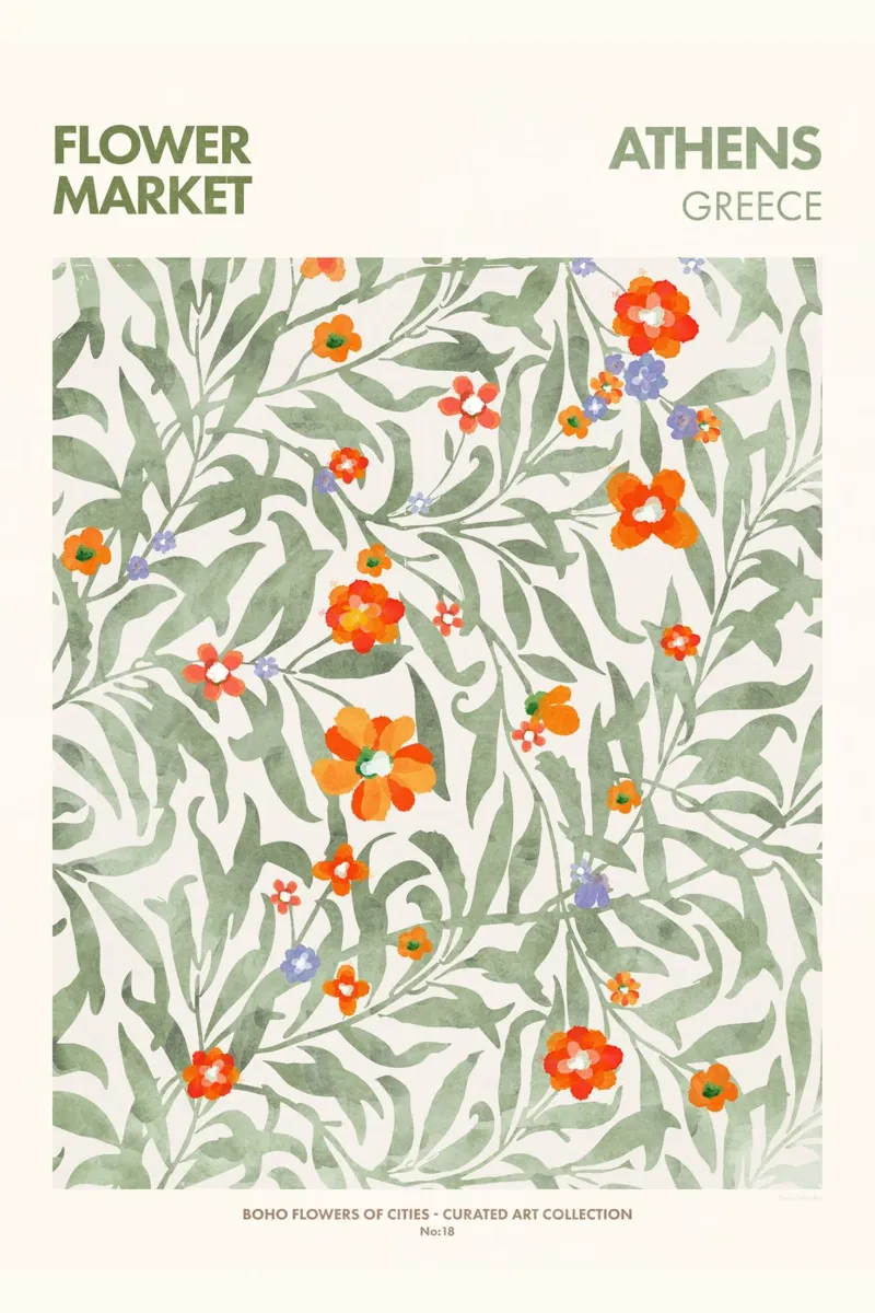 Emel Tunaboylu - Mercato dei fiori di Atene poster da The Artcircle