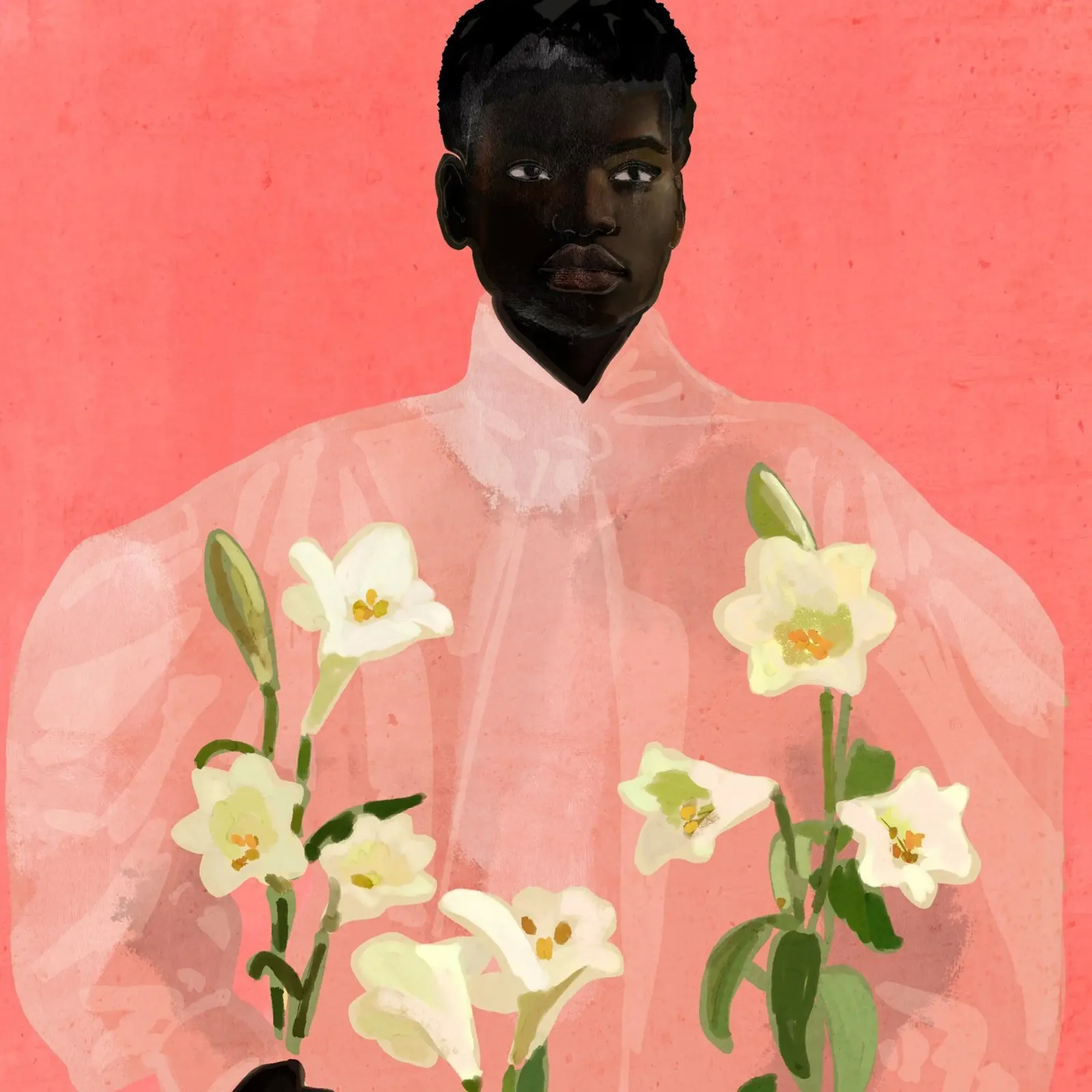 Ragazza con fiori in mano plexiglass da ThingDesign