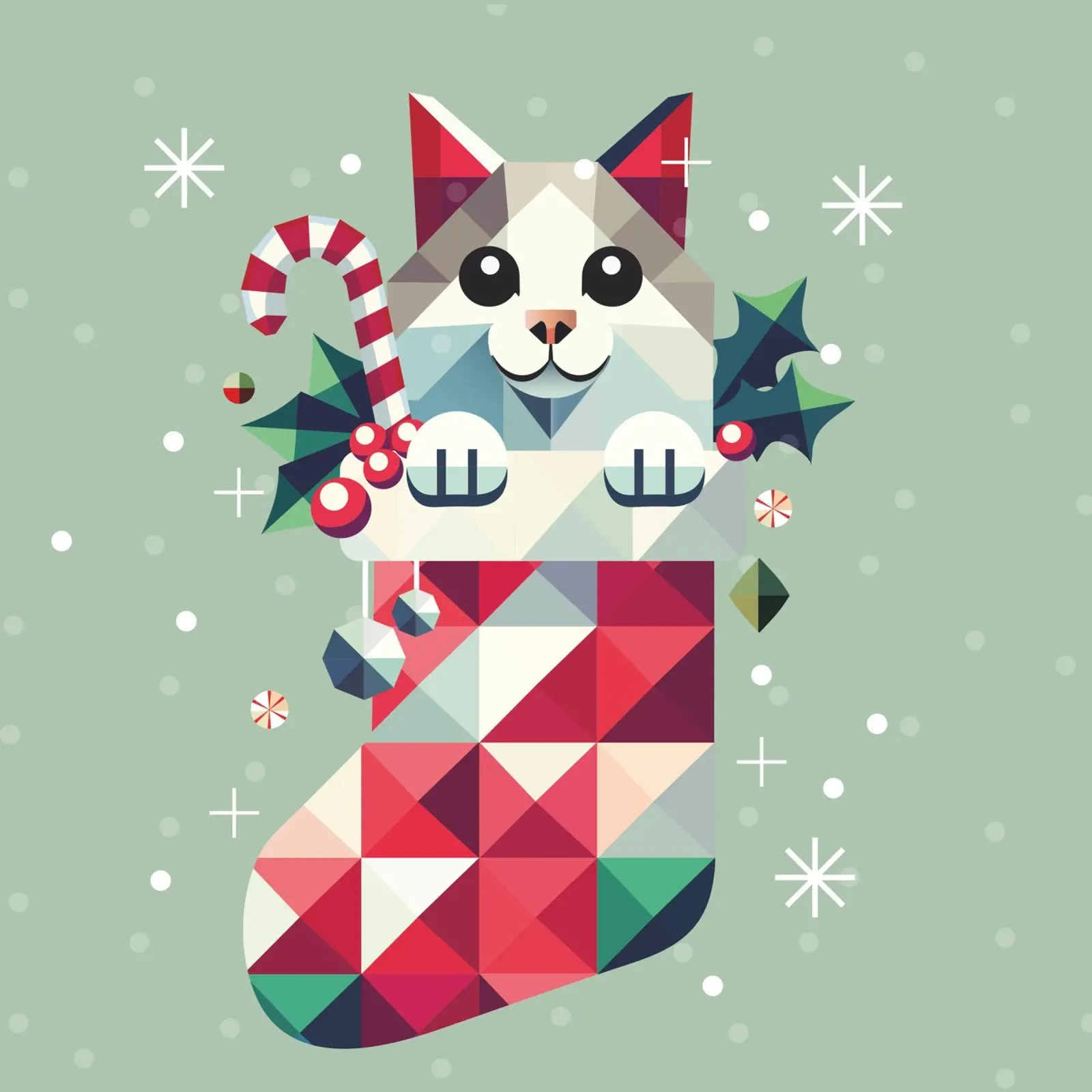 Playful Christmas cat in a stocking - Festive joy alu-dibond by namosh