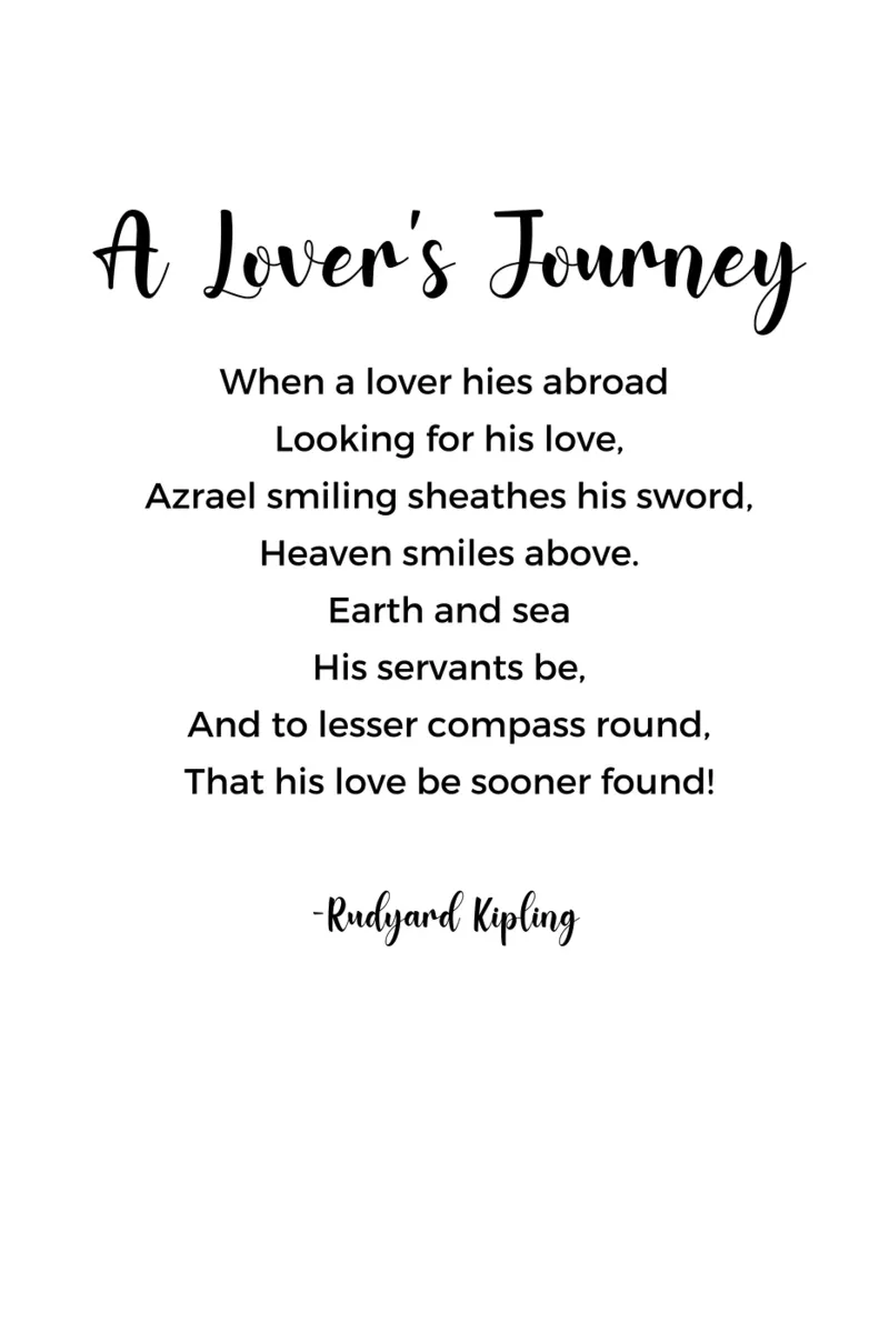 A Lover's Journey Poem by Rudyard Kipling carta hahnemühle da Shark Printables