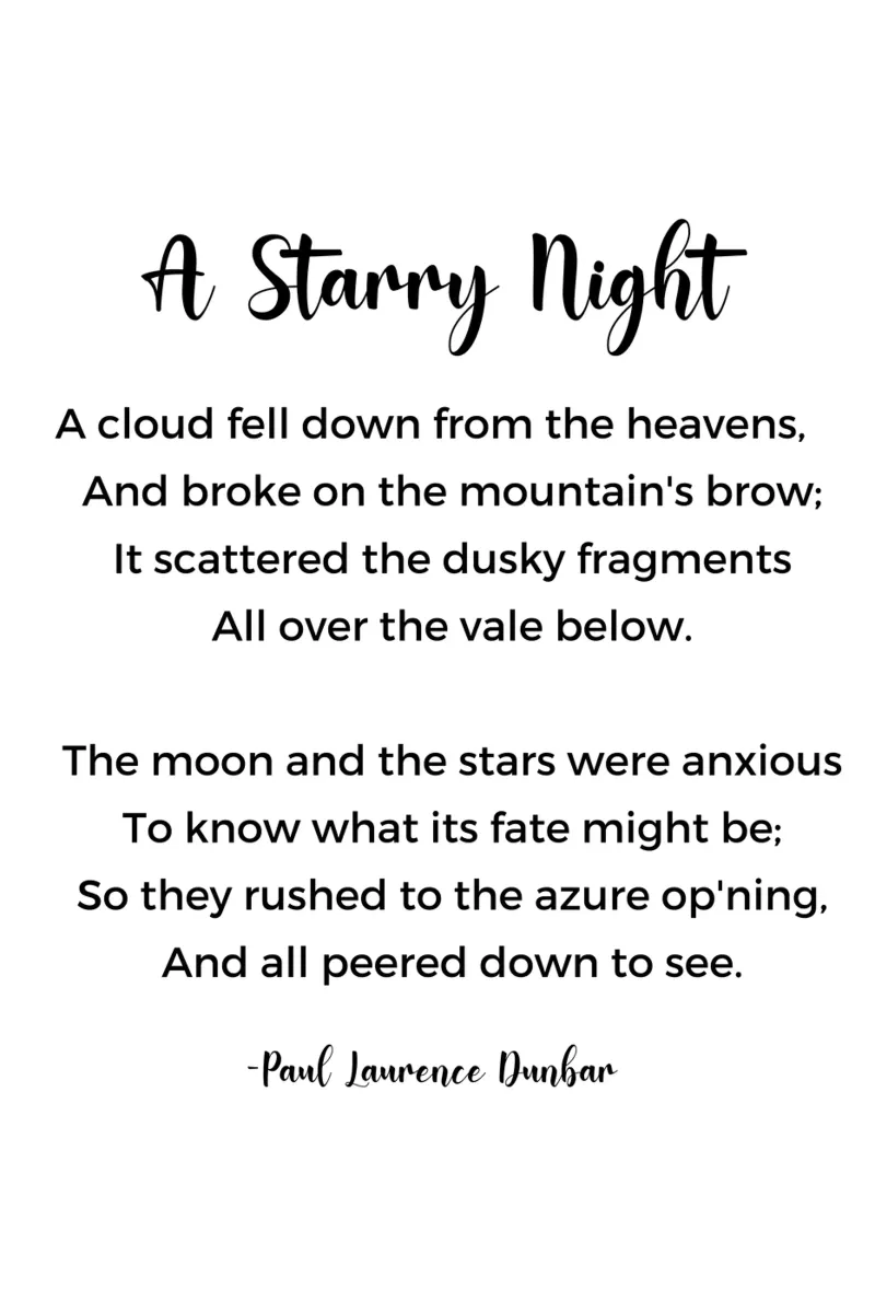 A Starry Night Poem by Paul Laurence Dunbar carta hahnemühle da Shark Printables