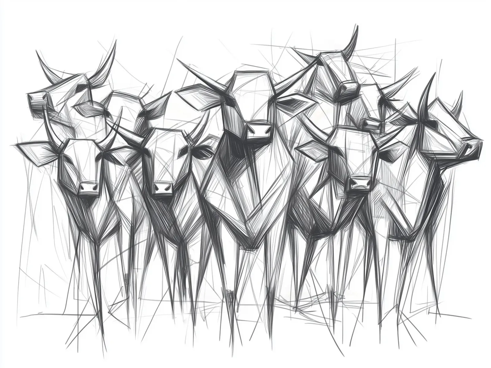 Manada de toros en lineart metacrilato de Carinaprint