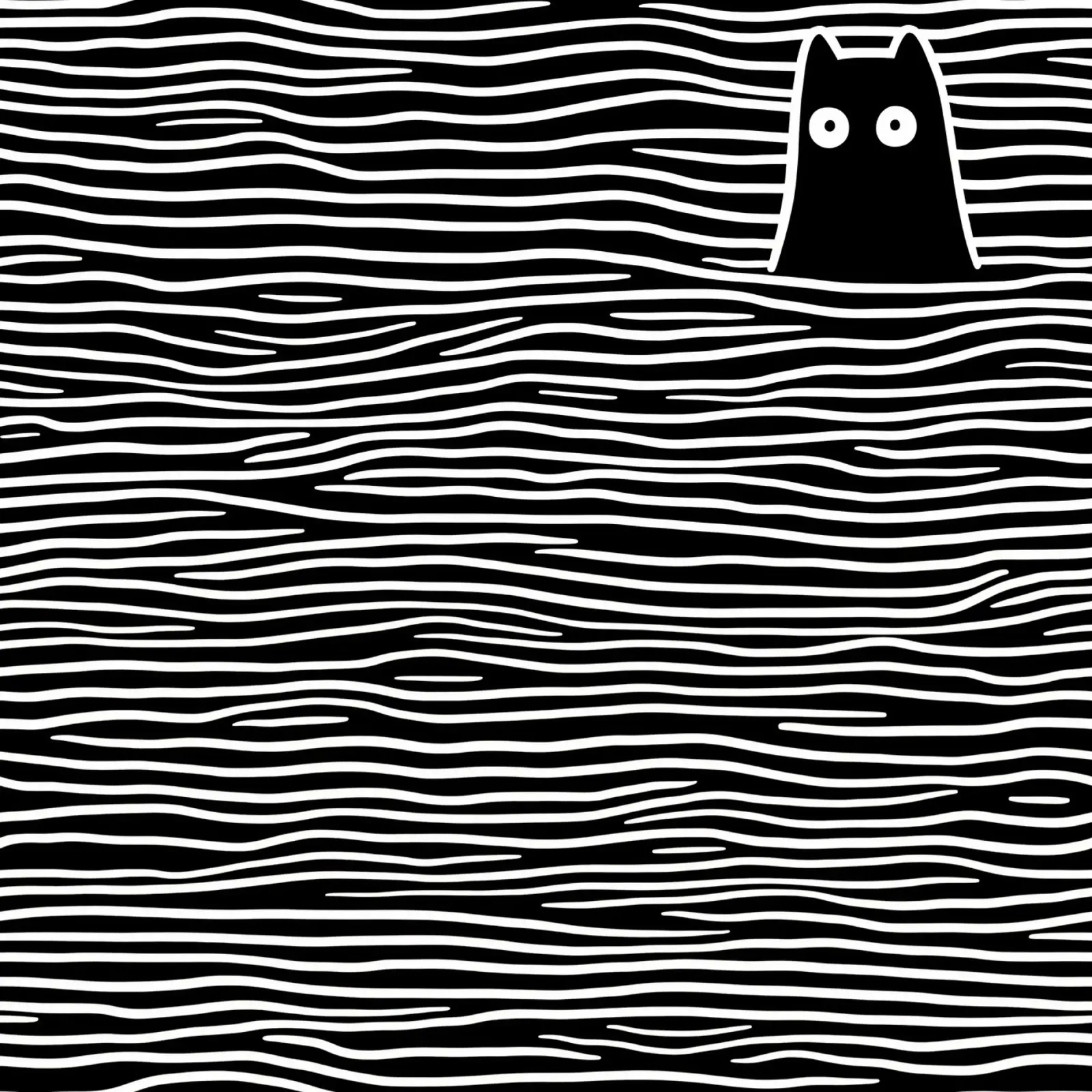 Line art del gatto d'acqua nera poster da Autofocus