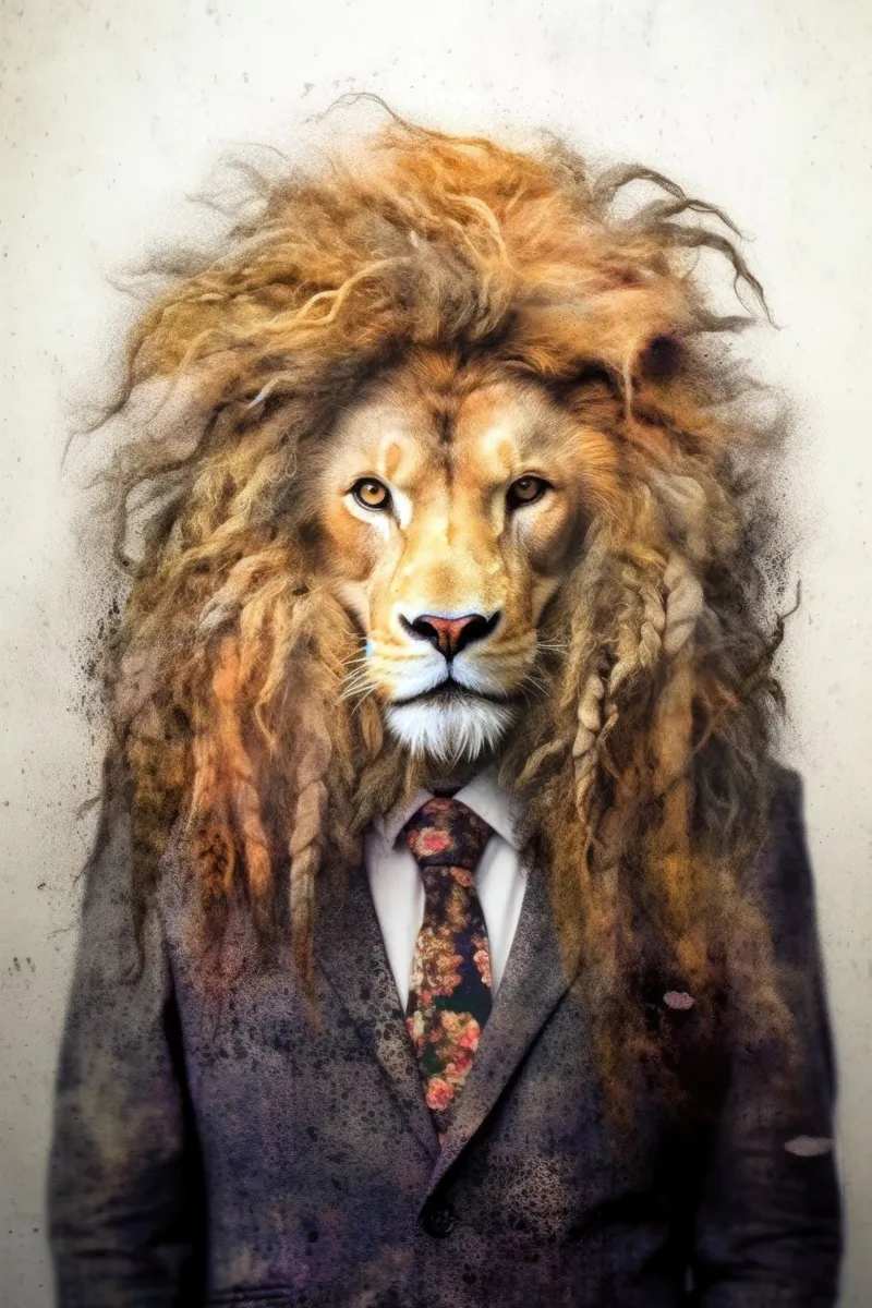 Leone hipster arte animale pannello forex da Justyna Jaszke JBJart