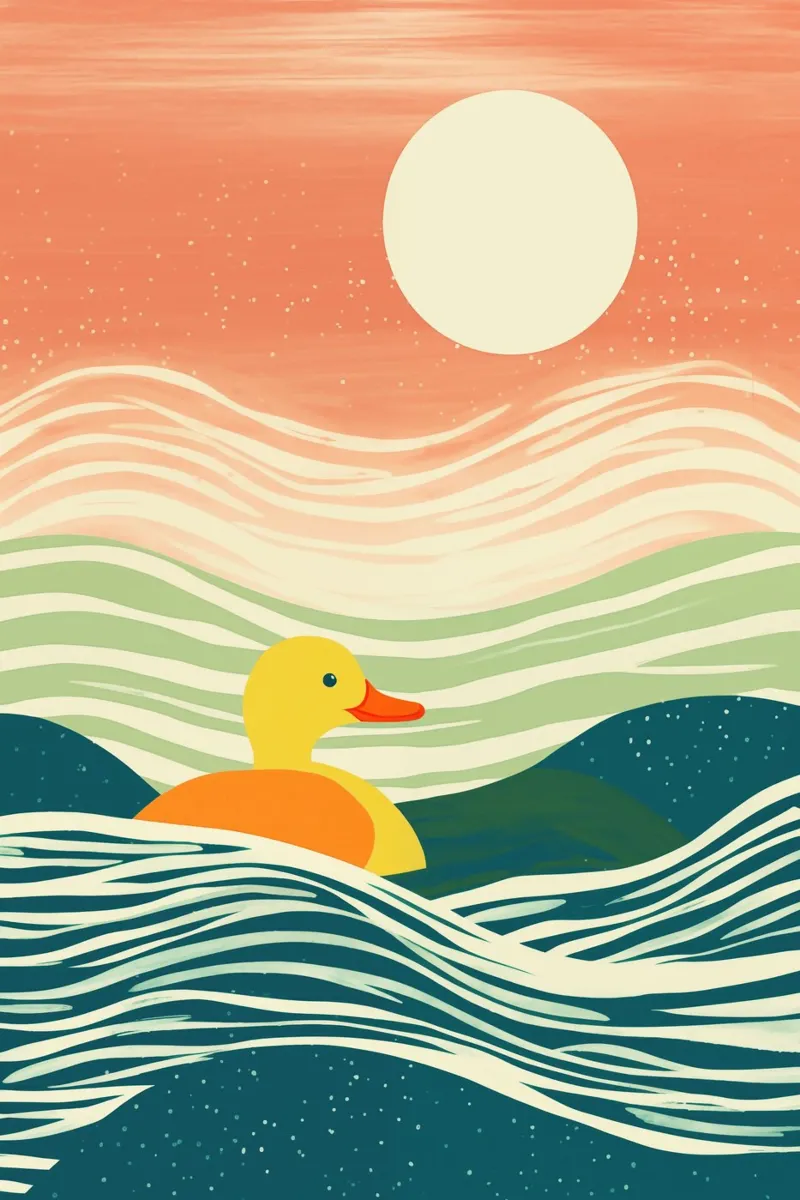 Piccola anatra in un grande viaggio | Illustrazione poetica carta hahnemühle da Autofocus