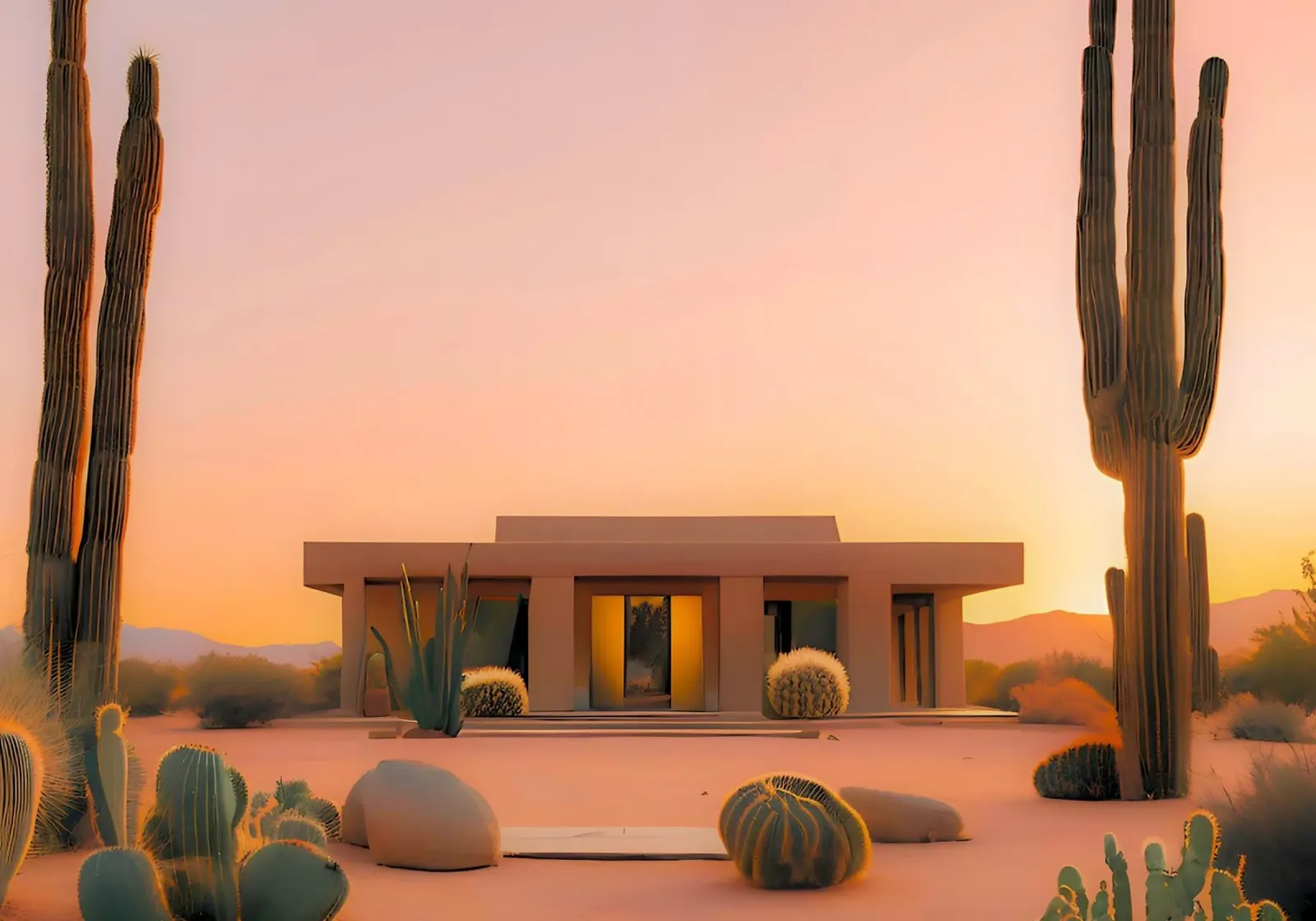 Casa nel deserto tela con Cornice a cassetta da ICONICA Art Studio