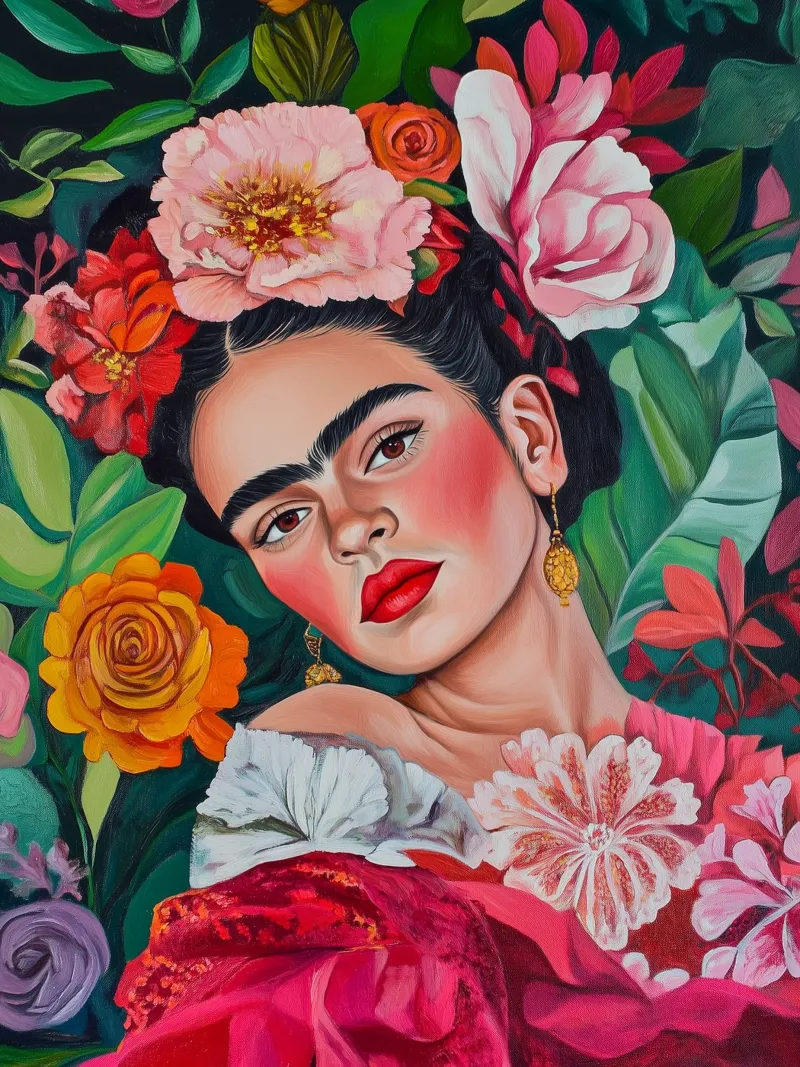 Frida Blüten Romantik Leinwand von Carinaprint
