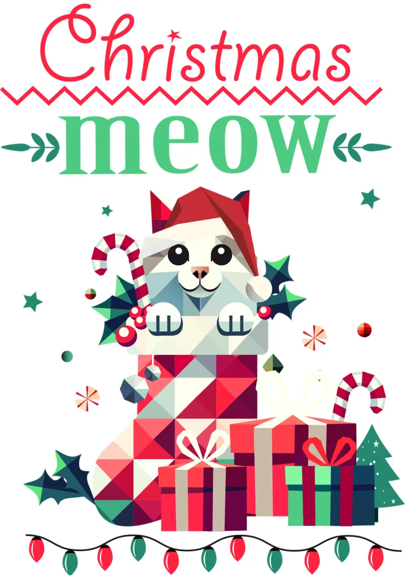 Playful cat in a stocking - Ugly Christmas style canvas by namosh