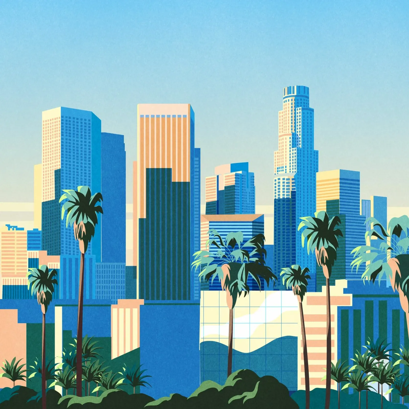 Los Angeles Poster mit Kunststoffrahmen von Giordano Poloni