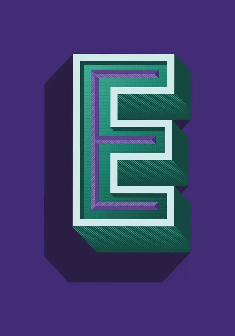 Lettre E carta hahnemühle da Glettering