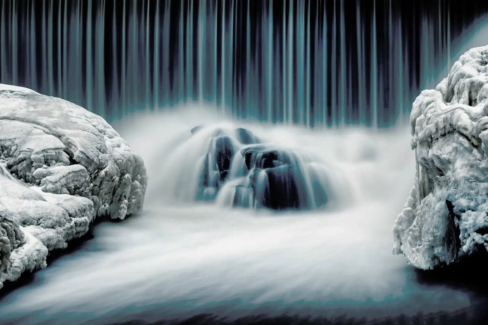 Icy Falls - Keijo Savolainen poster con telaio in alluminio da Pictufy