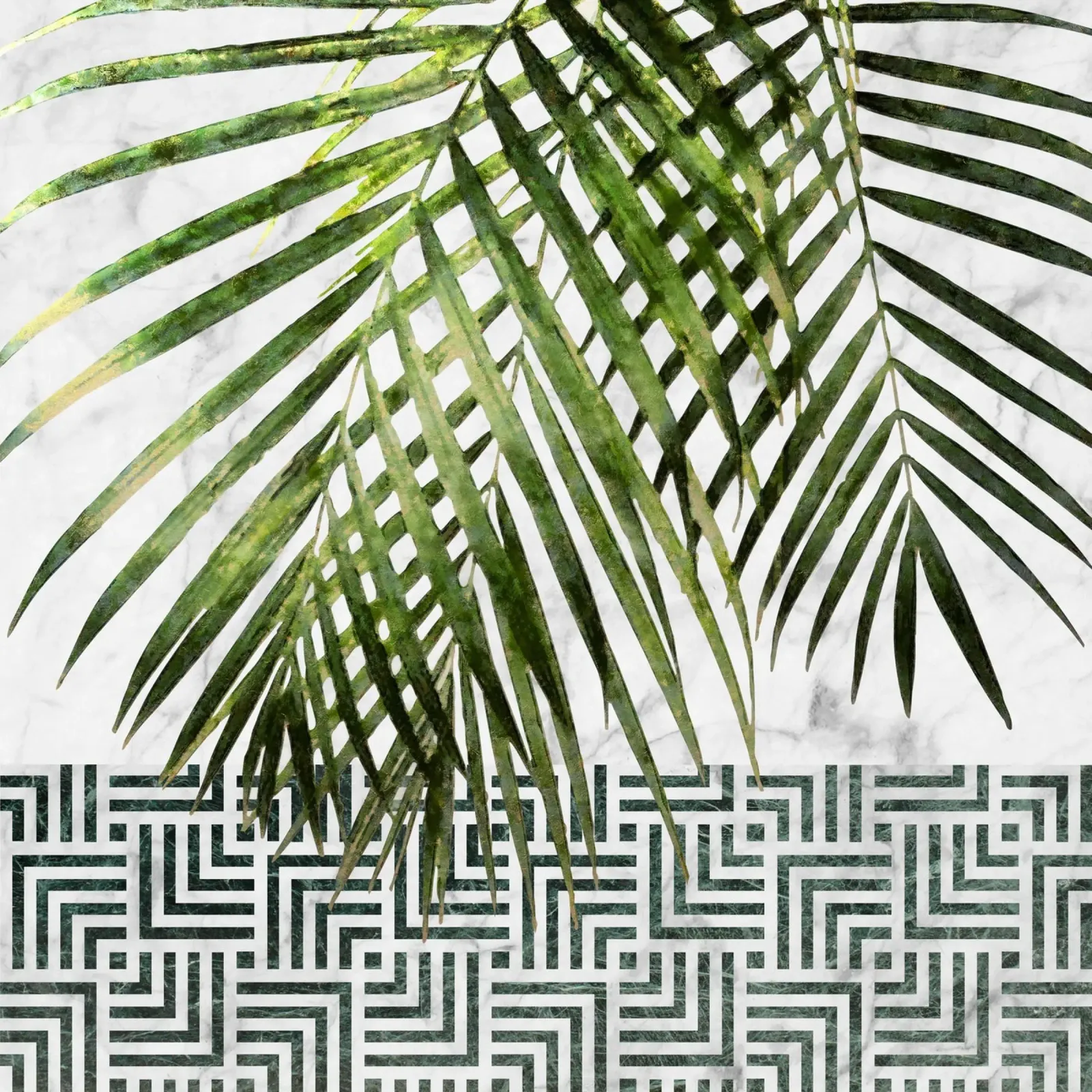 Palm Leaves on Checker Pattern II poster with aluminum frame by amini54