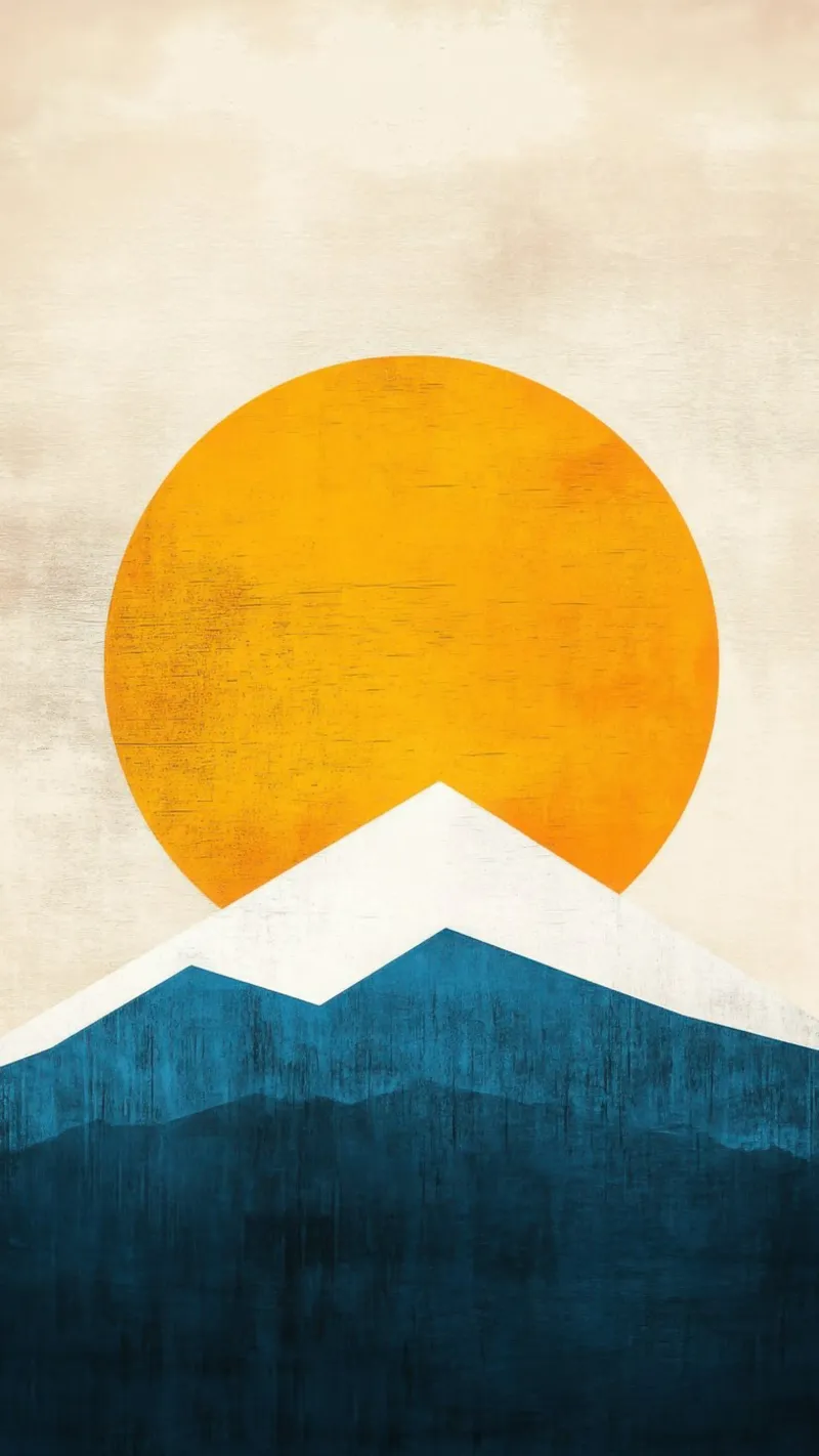 Sonne auf dem minimalistischen Berg Poster von Affiches Soleil & Déco Lumineuse – Sunny
