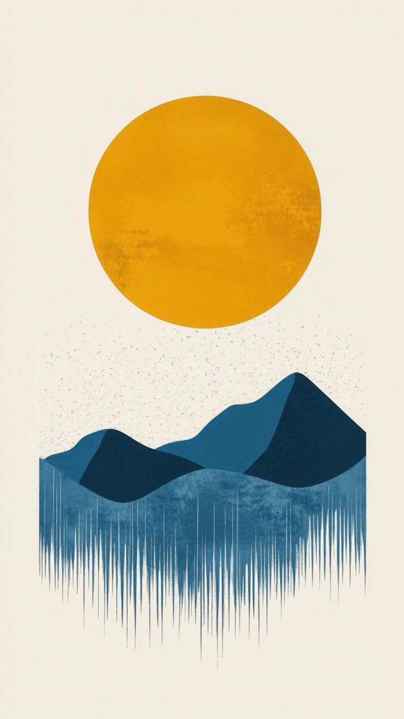 Abstract Mountains in the Golden Sun poster by Affiches Soleil & Déco Lumineuse – Sunny