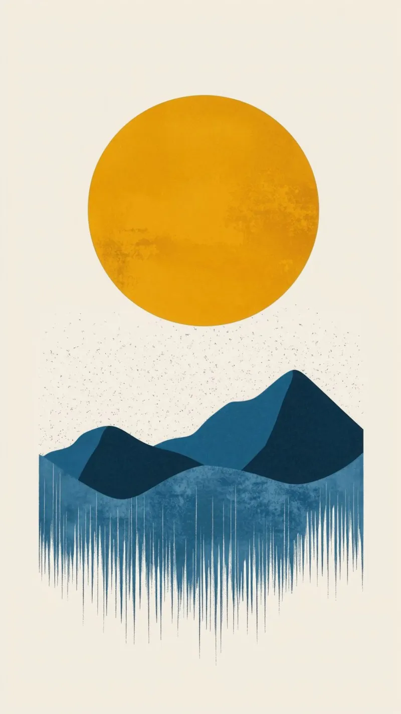 Montagnes Abstraites au Soleil d'Or hahnemühle de Affiches Soleil & Déco Lumineuse – Sunny