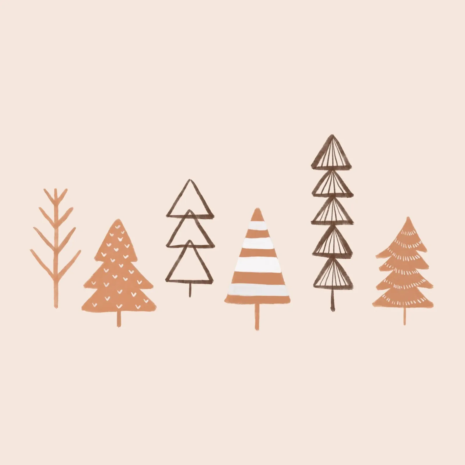 Blush Winter Trees Illustration Hahnemühle von Orara Studio