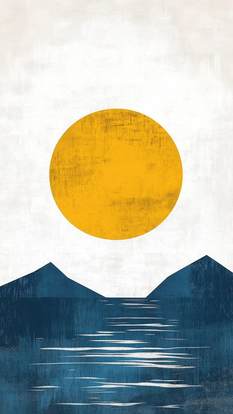 Soleil d'Or sur Lac Minimaliste poster con telaio in legno da Affiches Soleil & Déco Lumineuse – Sunny