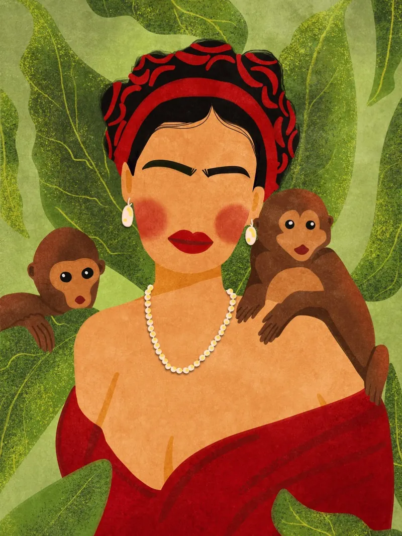 Frida & Monkeys pellicola backlit da Illustration Raissa Oltmanns