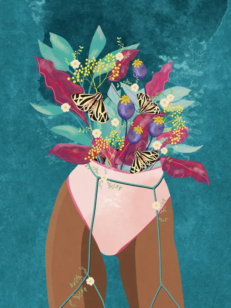 Aufblühendes Gefühl poster con telaio in legno da Illustration Raissa Oltmanns