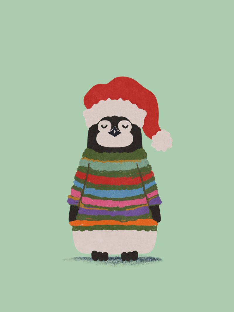Weihnachtspinguin in Wollpullover poster da Illustration Raissa Oltmanns