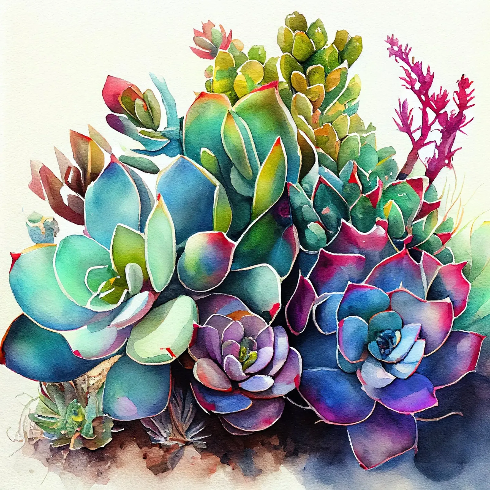 Arte della natura con piante grasse e cactus poster con telaio in legno da Justyna Jaszke JBJart