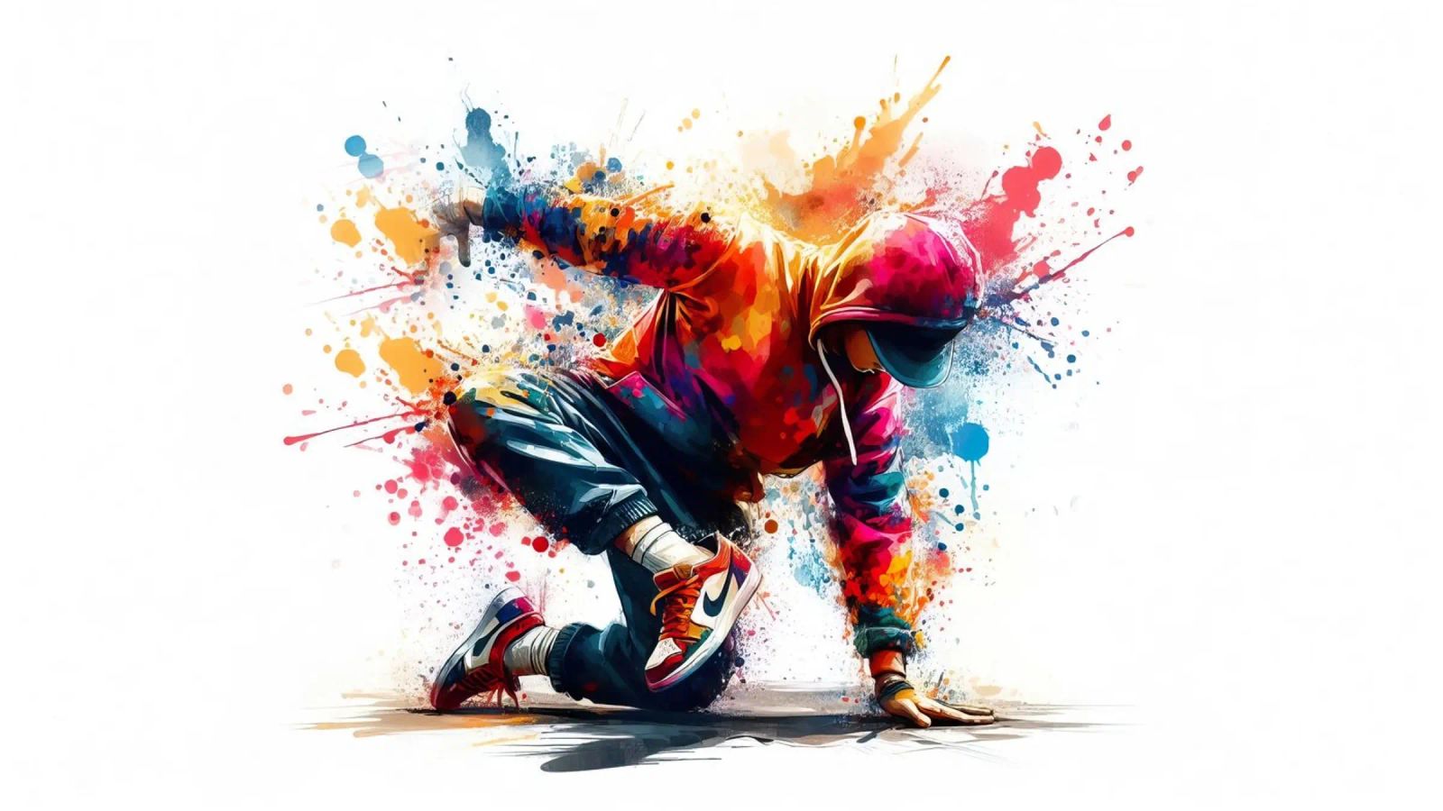 break dance hip hop dancing in watercolor poster by ARTVI-SHOP