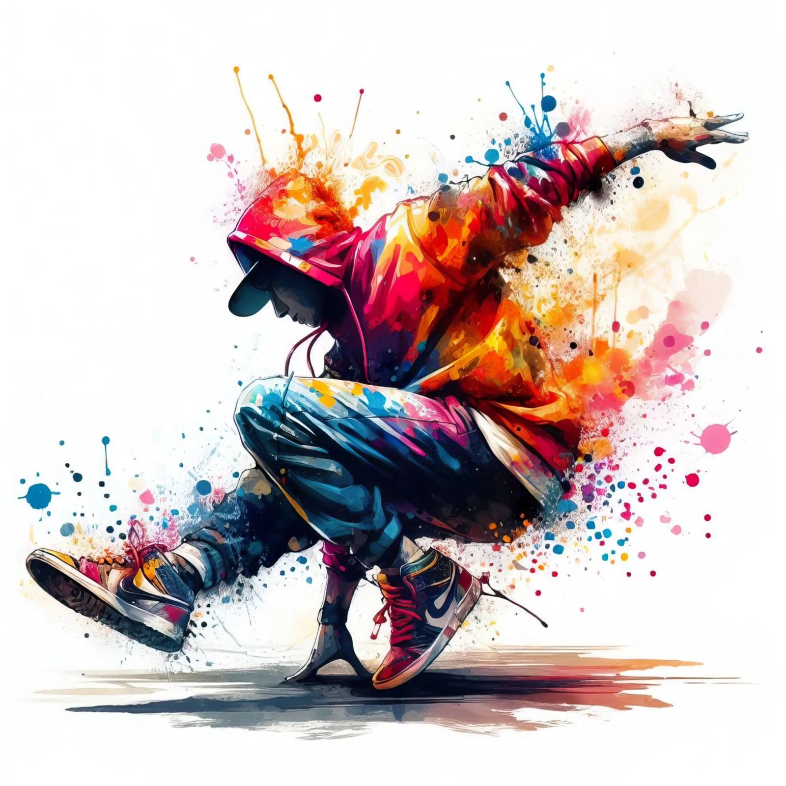 break dance hip hop dancing in watercolor poster by ARTVI-SHOP