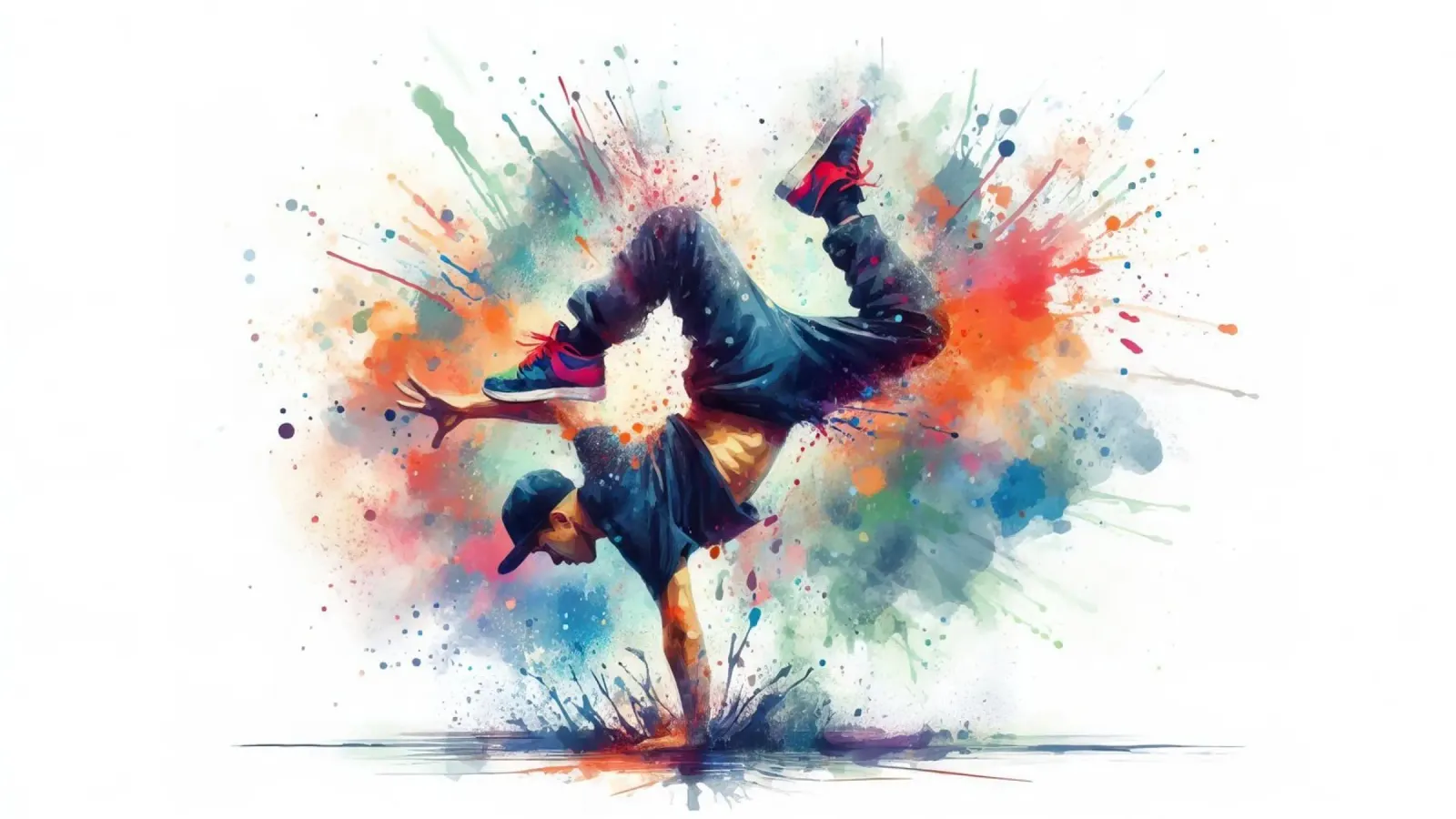 break dance hip hop danza in acquerello poster con telaio in legno da 🎁 ARTVI-SHOP