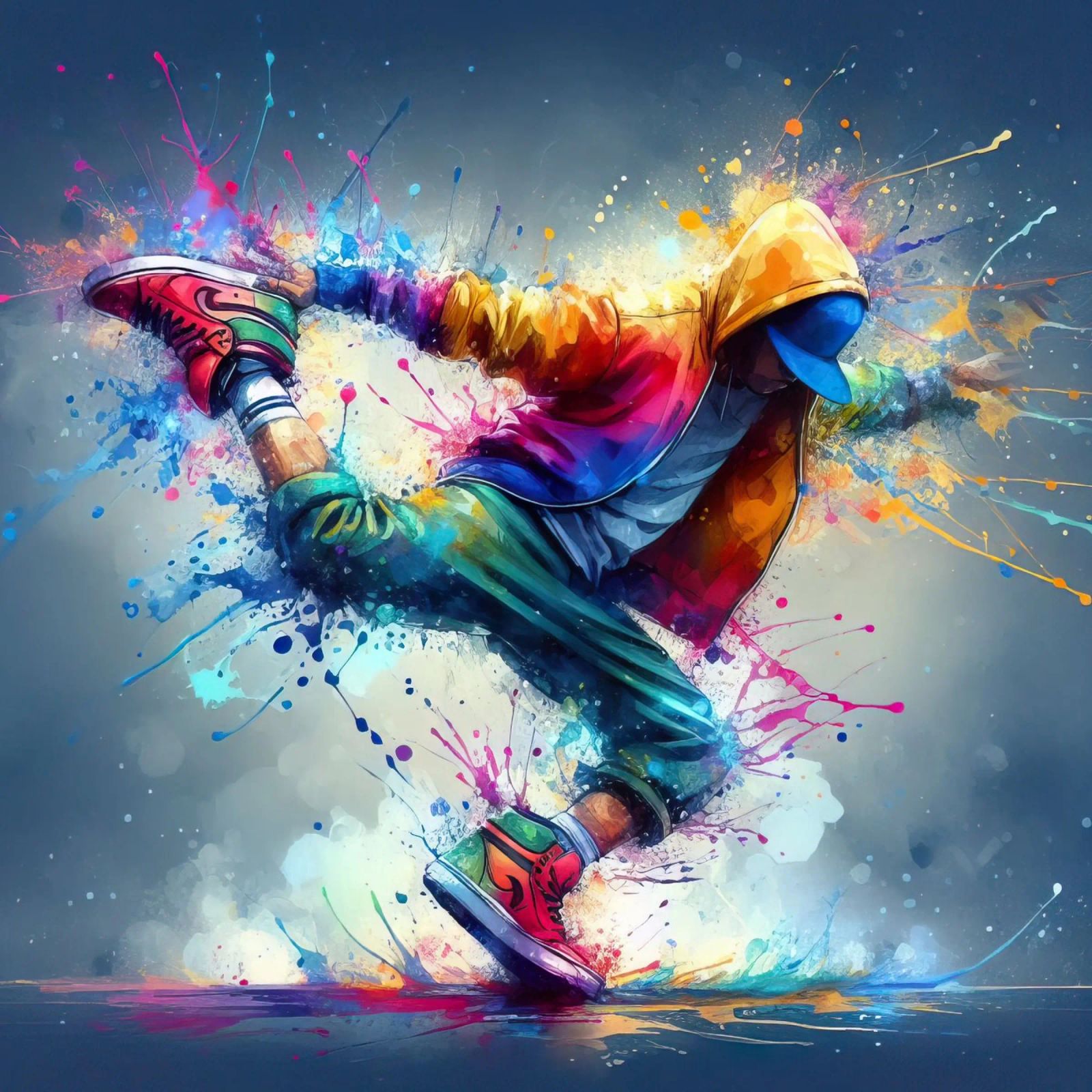 break dance hip hop dancing in watercolor poster by ARTVI-SHOP