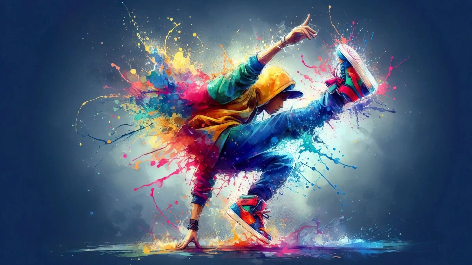 break dance hip hop dancing in watercolor poster by ARTVI-SHOP