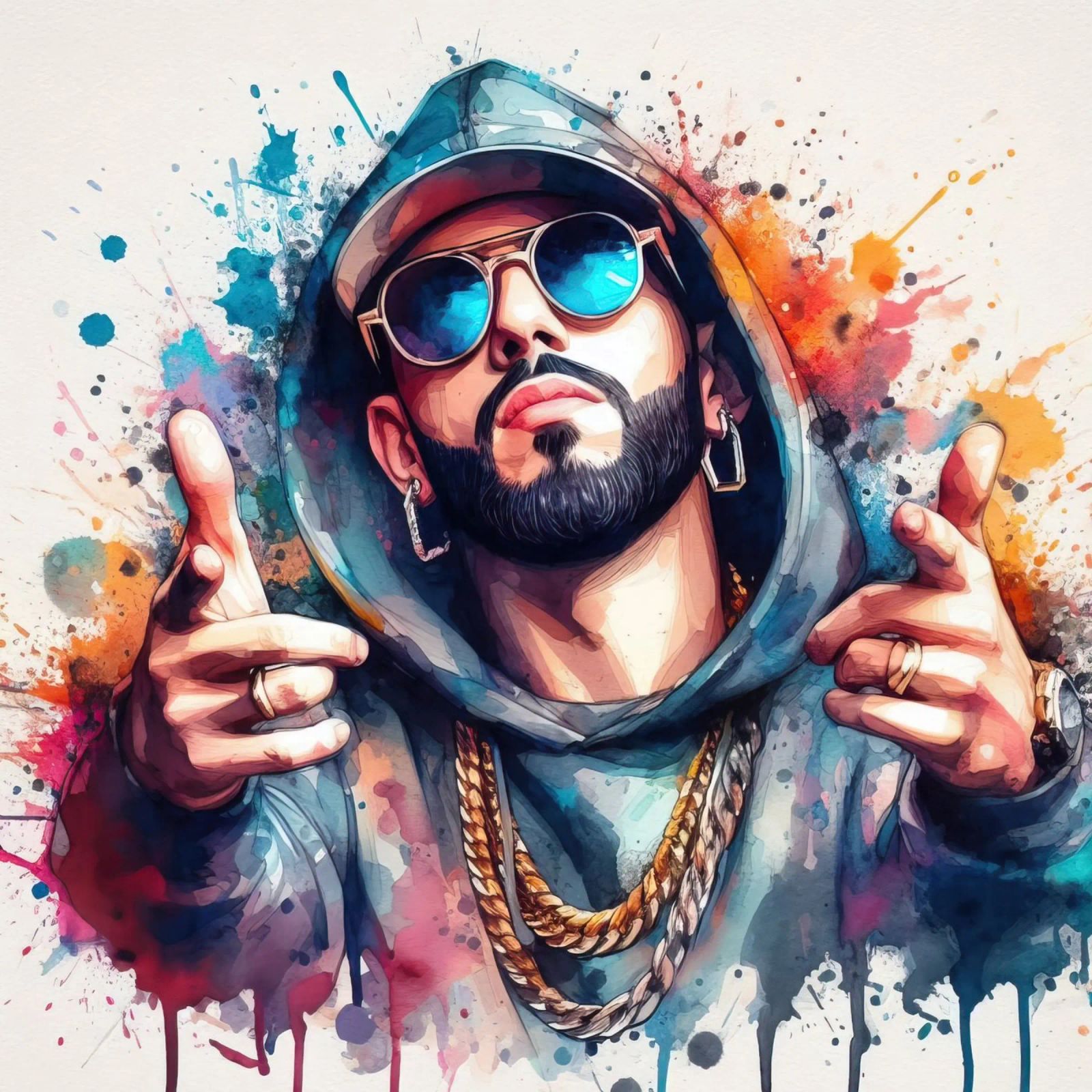 break dance hip hop dancing in watercolor poster by ARTVI-SHOP