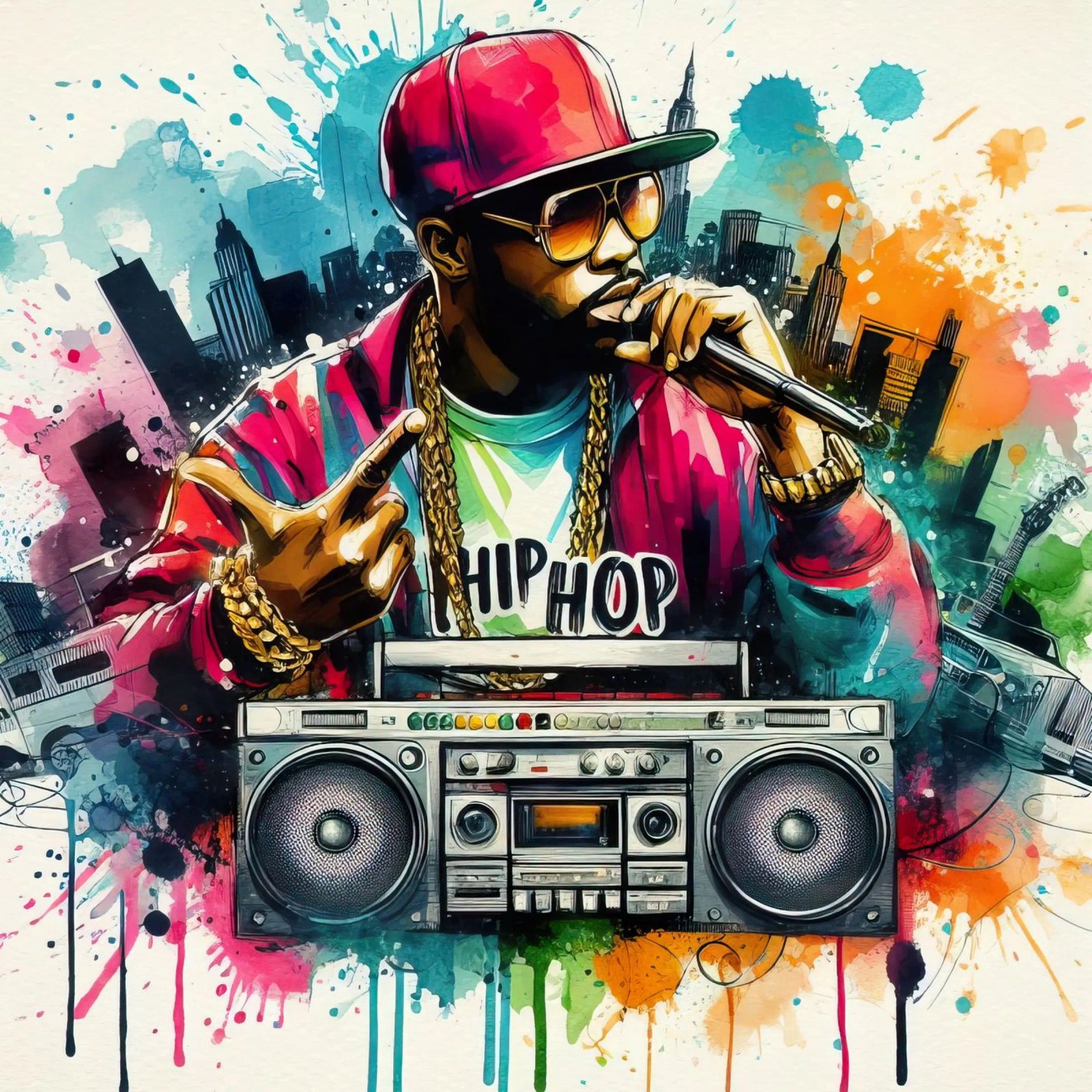 Breakdance Hip Hop Tanzen in Aquarell Poster von ARTVI-SHOP