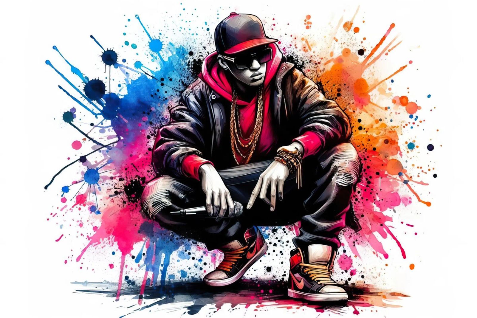 Hip-Hop-Sängerin in Aquarell Poster von ARTVI-SHOP