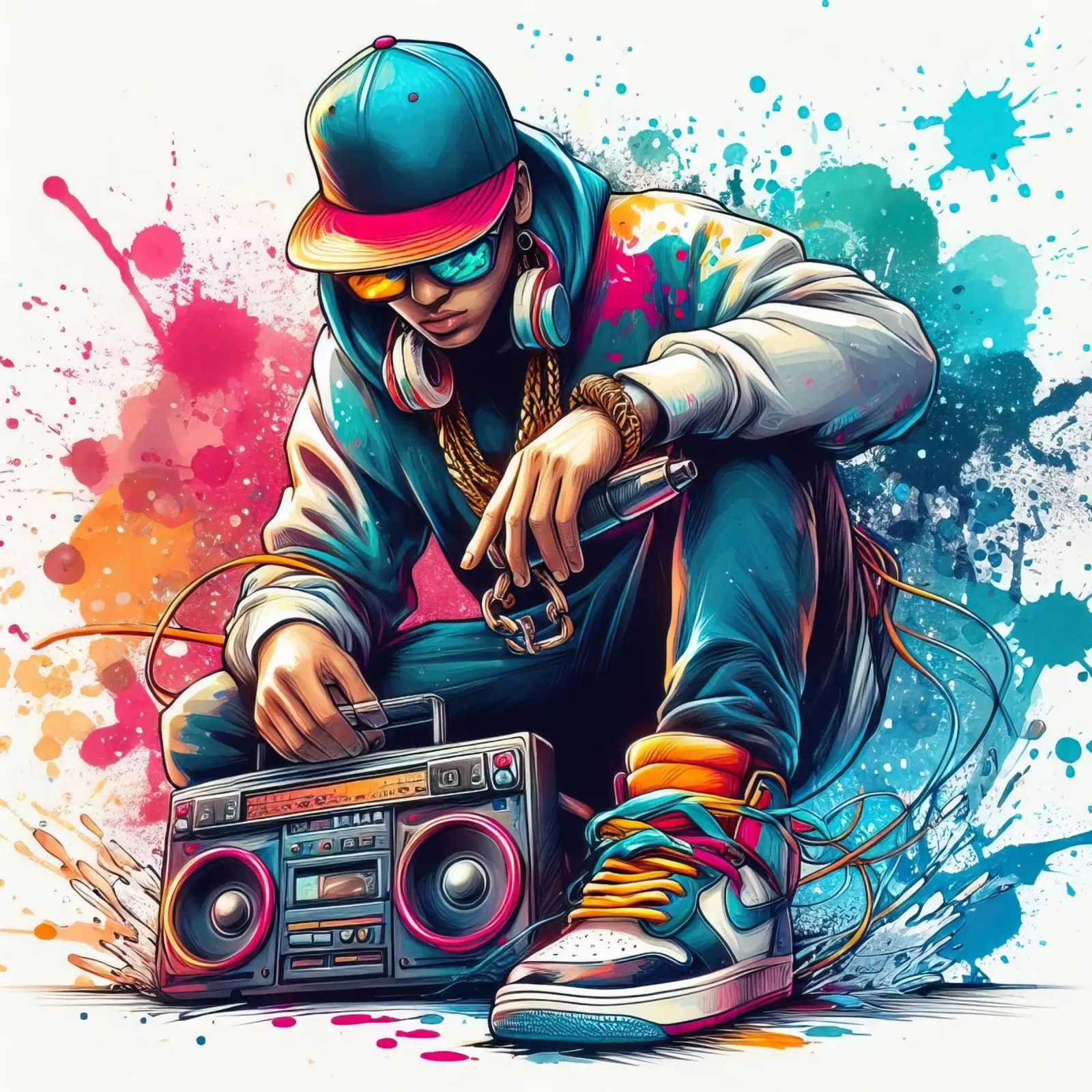 cantante hip hop in acquerello pellicola backlit da 🎁 ARTVI-SHOP