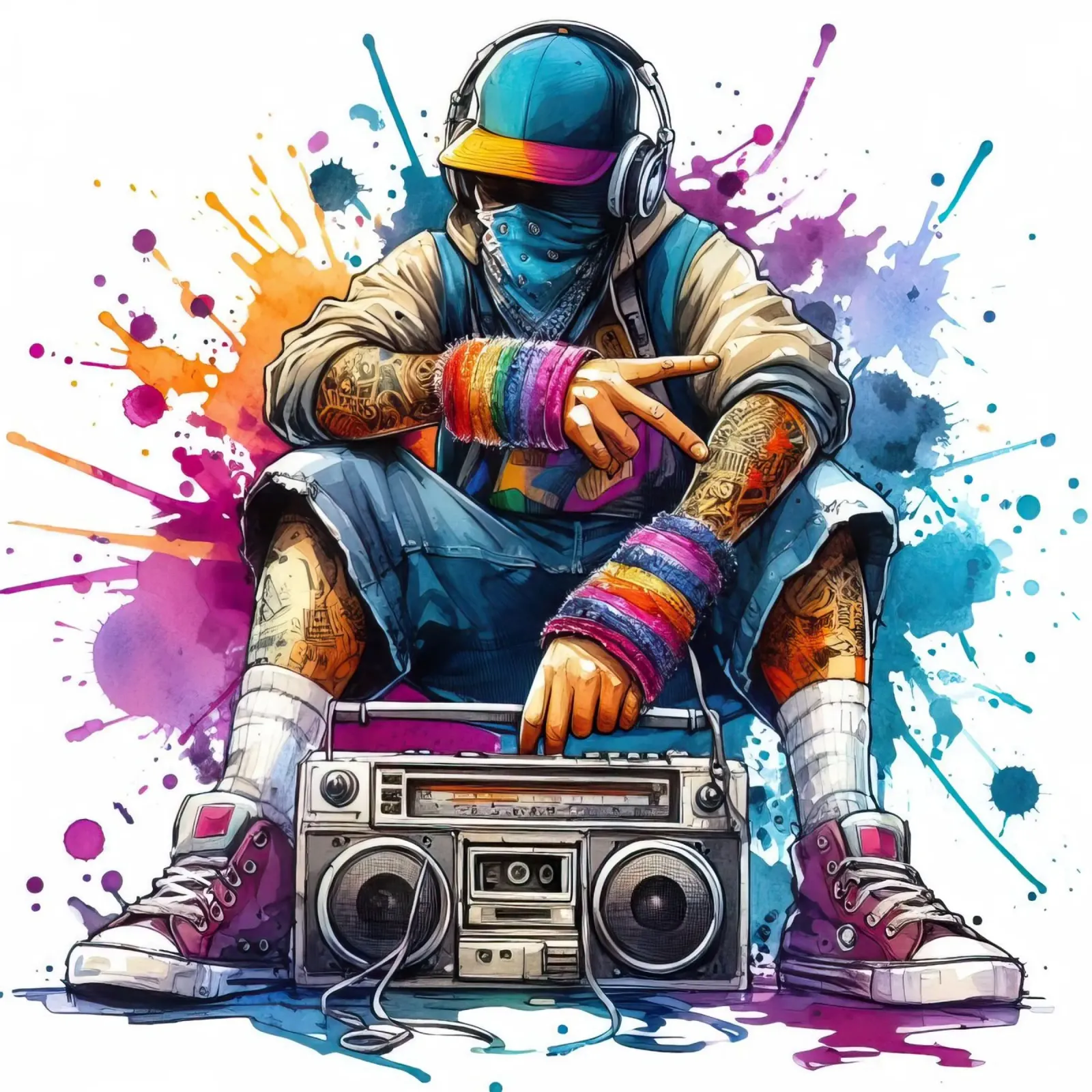 cantante hip hop in acquerello pellicola backlit da 🎁 ARTVI-SHOP
