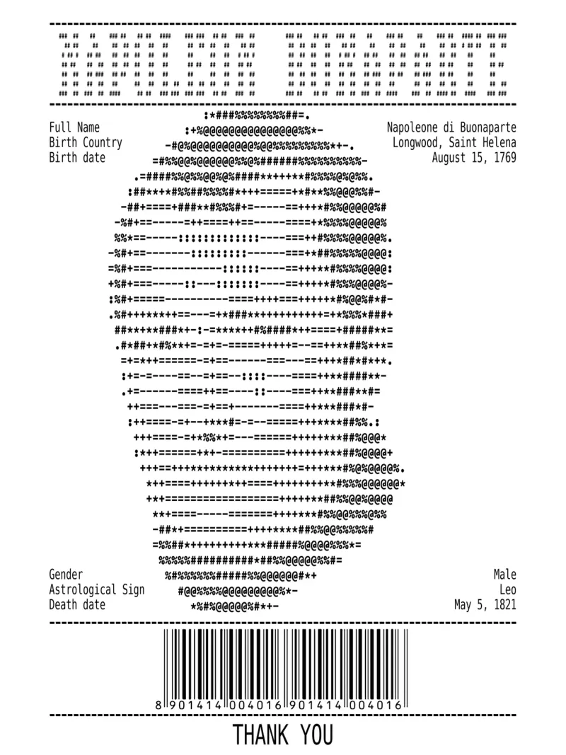 Receipt Art - Napoleon Buonaparte canvas by Doa Project
