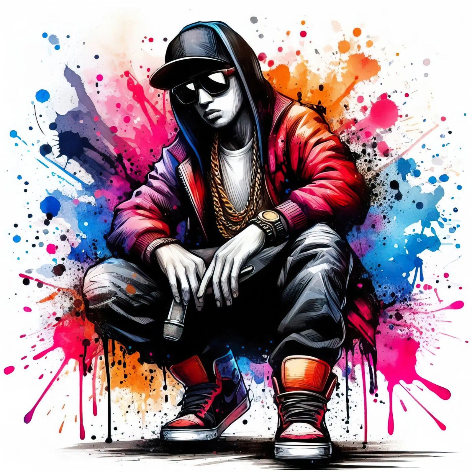 Hip-Hop-Sängerin in Aquarell Poster von ARTVI-SHOP