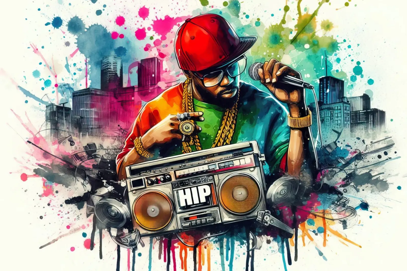 cantante hip hop in acquerello pellicola backlit da 🎁 ARTVI-SHOP