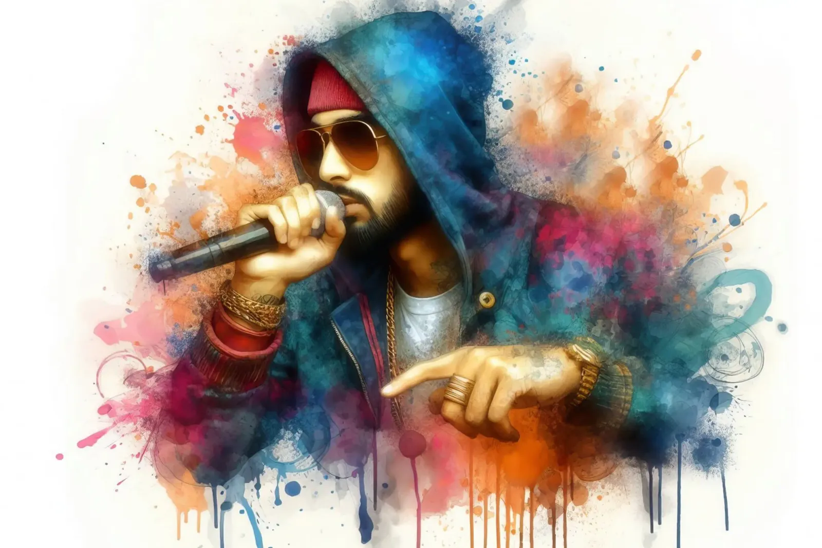 cantante hip hop in acquerello pellicola backlit da 🎁 ARTVI-SHOP