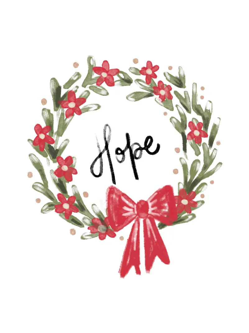 Hope - Christmas Wreath with Bow alluminio dibond da anisillustration