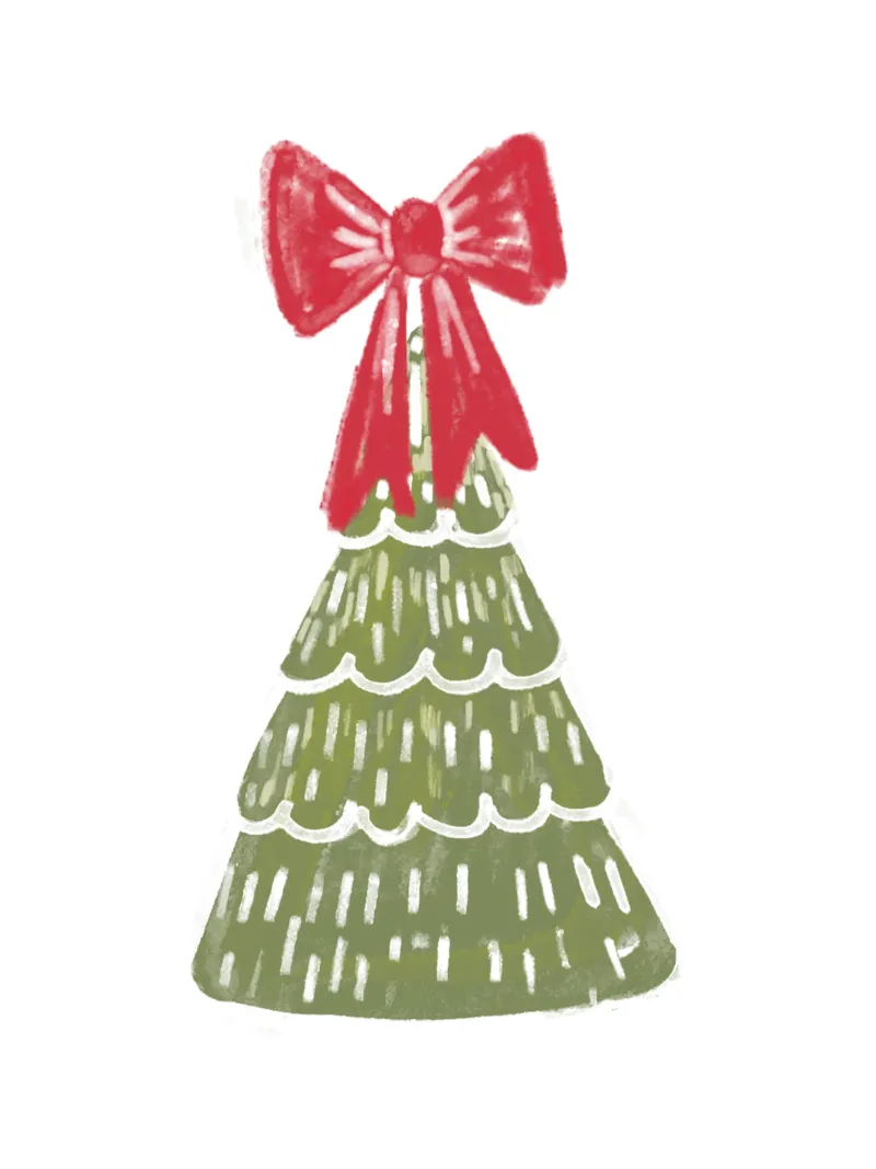 Christmas Pine Tree with red bow plexiglass da anisillustration