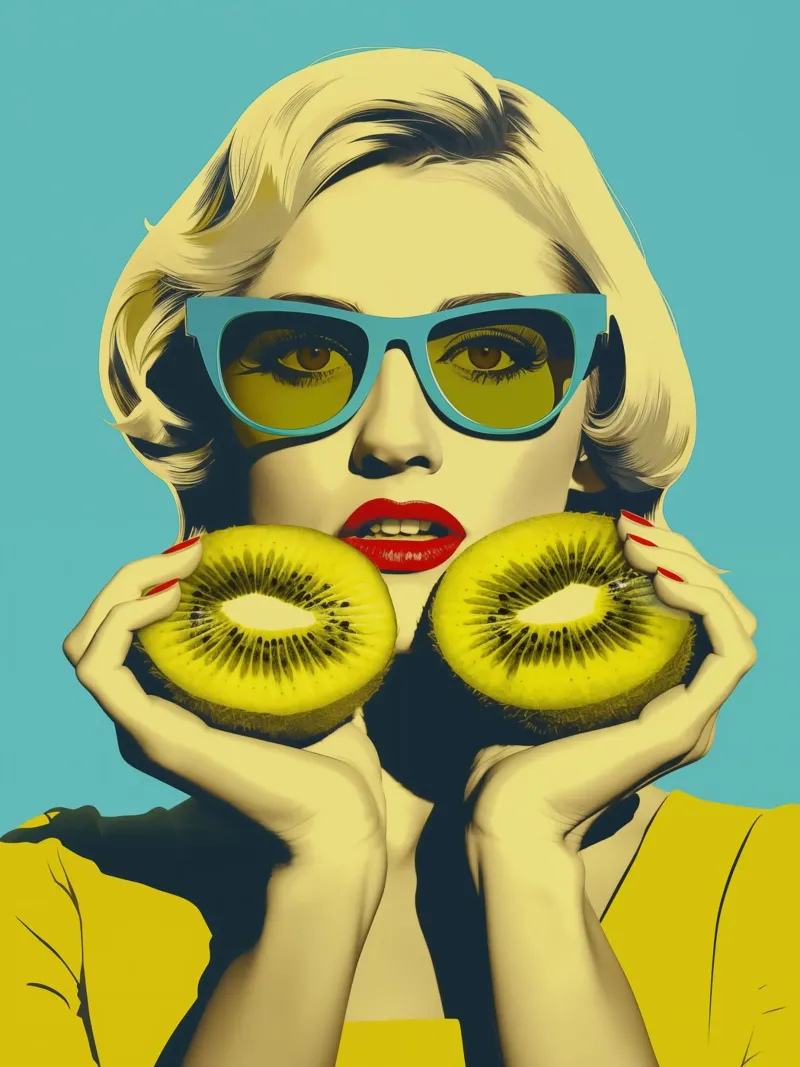 Kiwi Girl | Poster di cucina in stile diner anni '50 carta hahnemühle da Autofocus