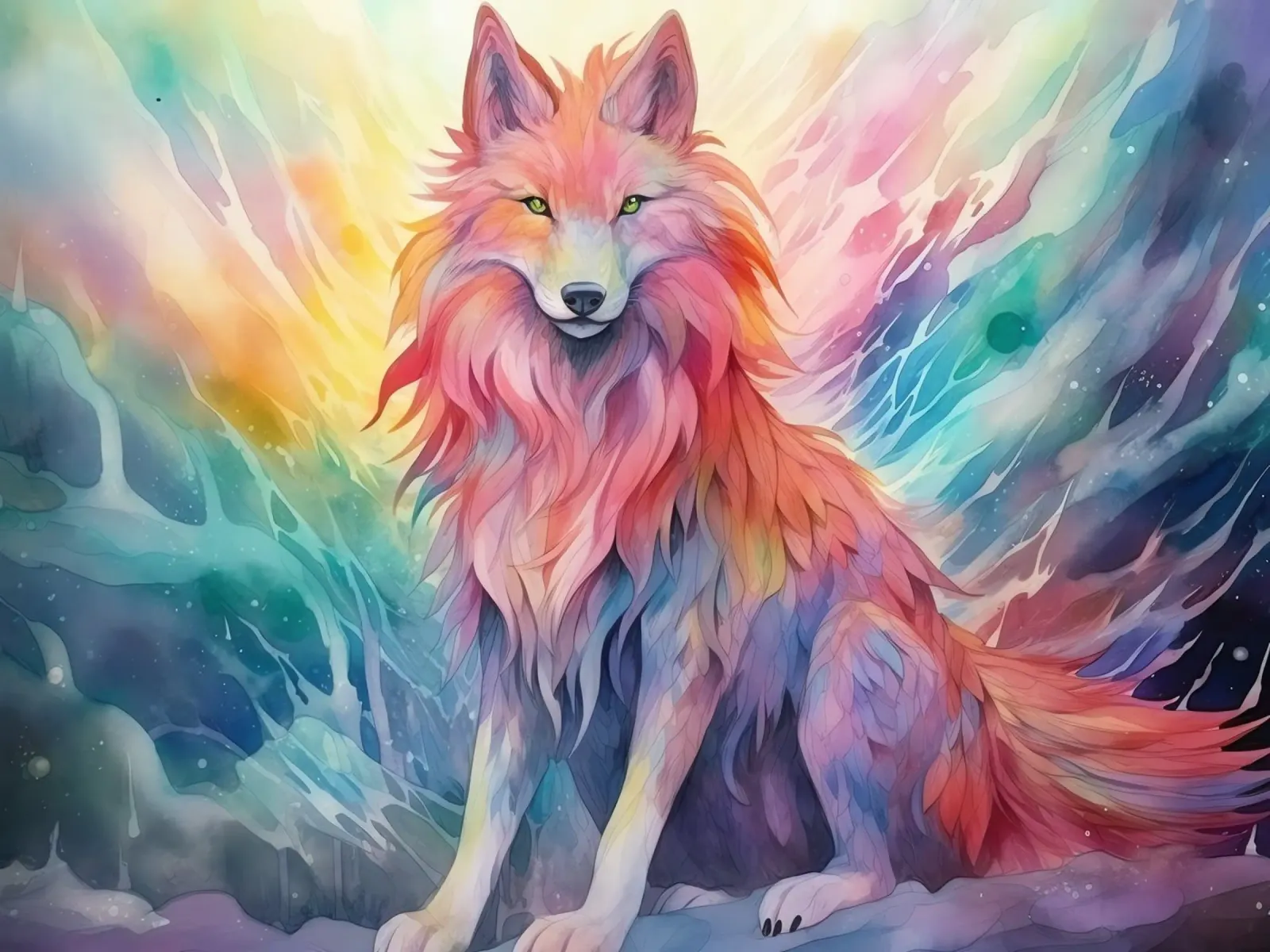Totem animale Loup carta hahnemühle da Théïa's Fantasia World