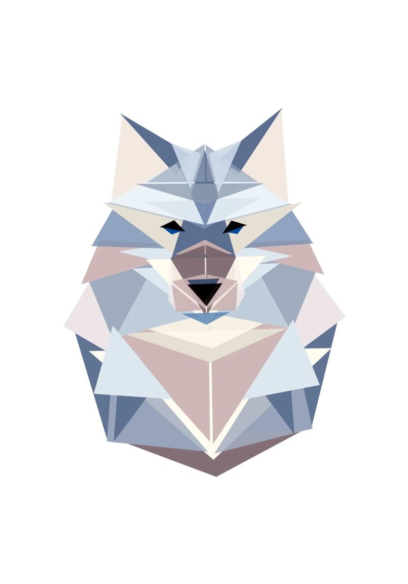 Geometrischer Wolf Poster von BAINAI