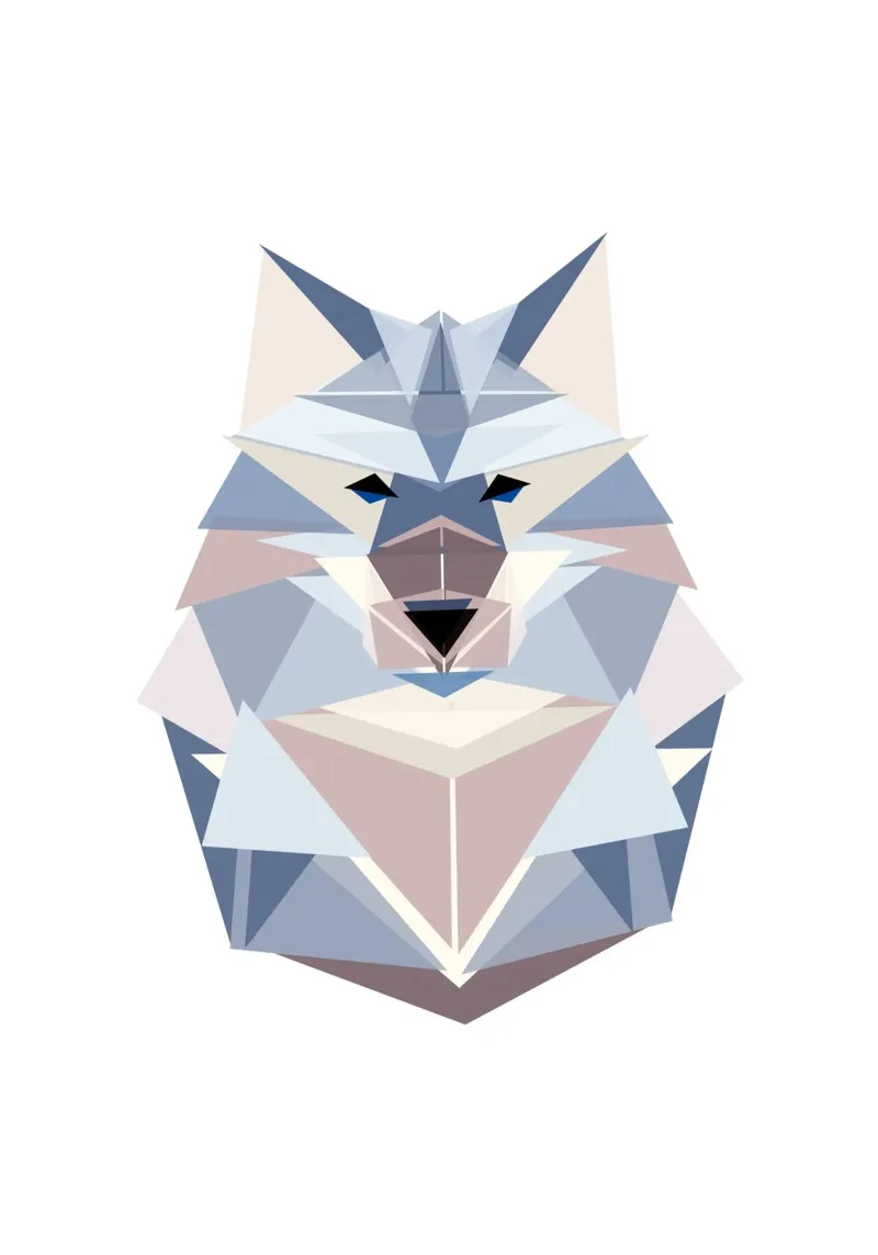 Geometrischer Wolf pellicola backlit da BAINAI