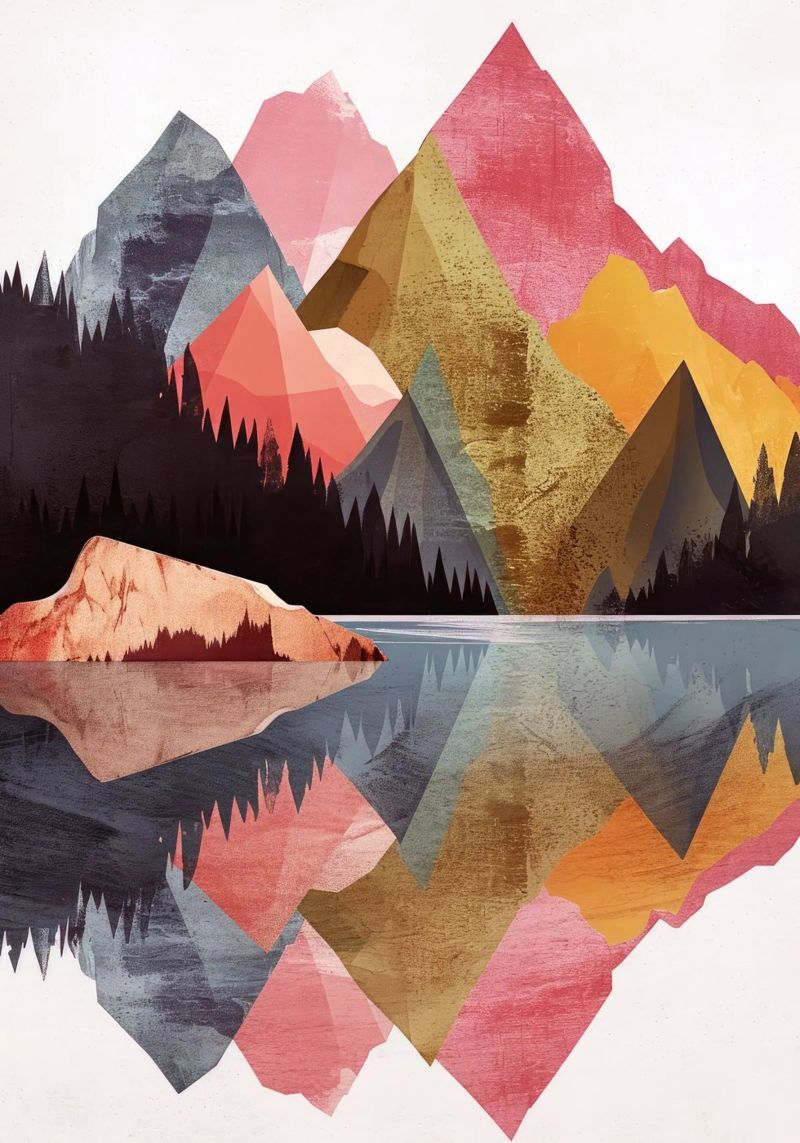 Mountain reflection art poster by Justyna Jaszke JBJart