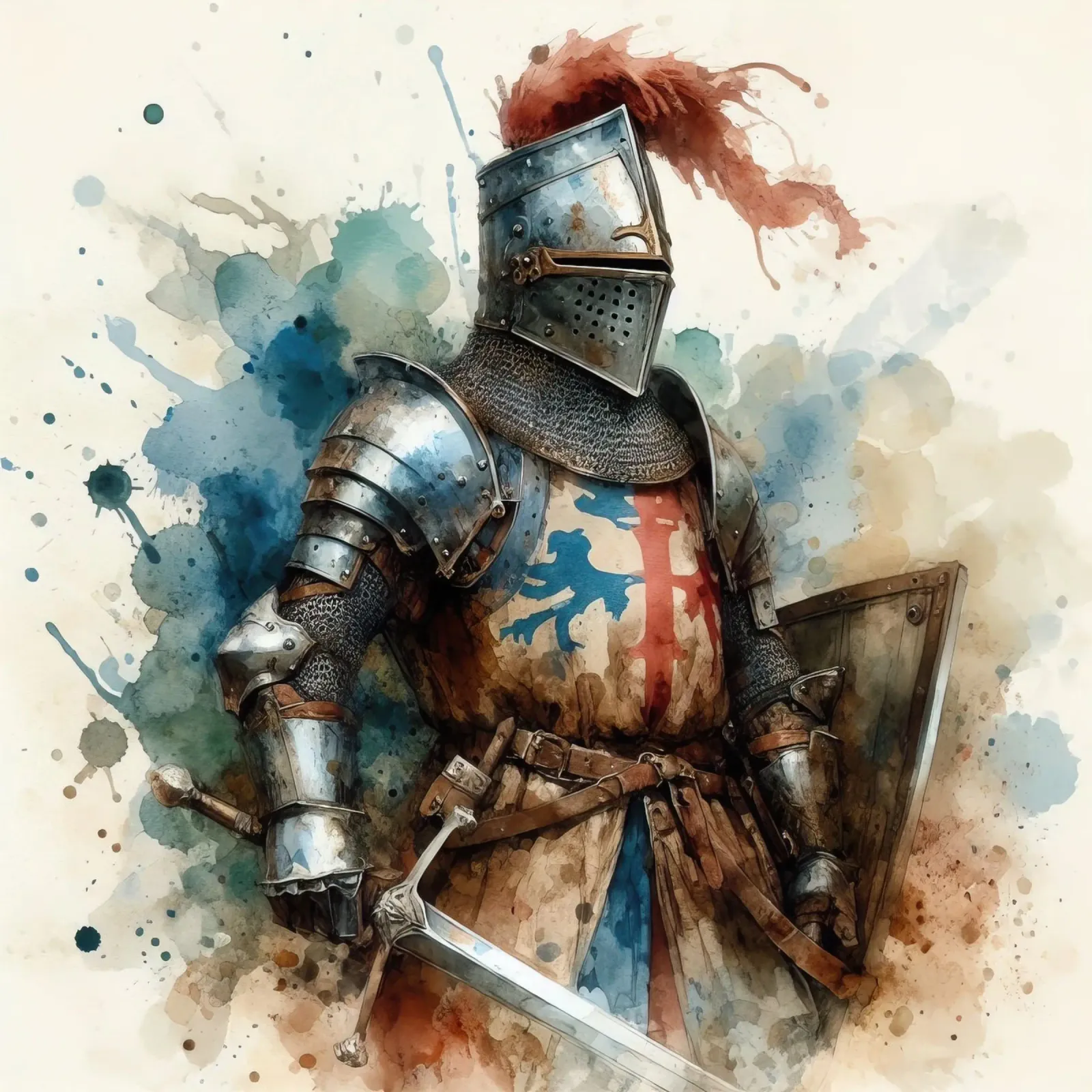 Watercolor drawing of a medieval knight acrylic glass by 🎁 ARTVI-SHOP